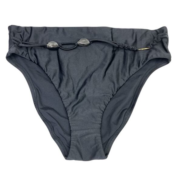 Red Carter Shine Solids O-Ring High Waisted Bikini bottom black - M - Picture 2 of 10